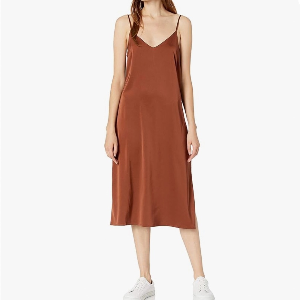 nwt the drop ana silky v neck midi slip dress, xs